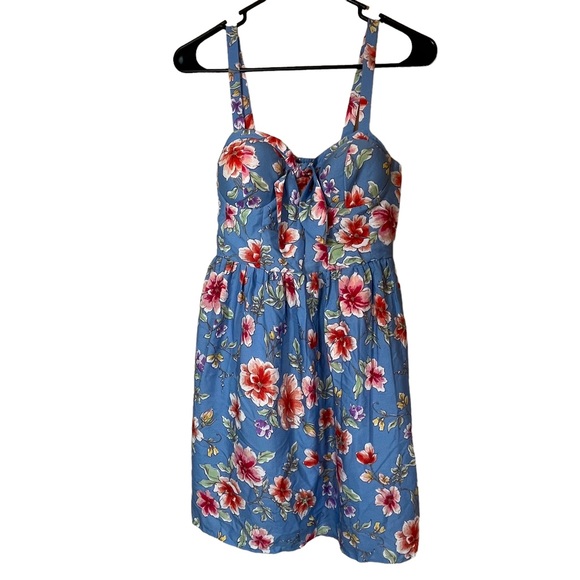 Anthro Floral Bustier Mini Dress, size Small with pockets - Picture 1 of 6